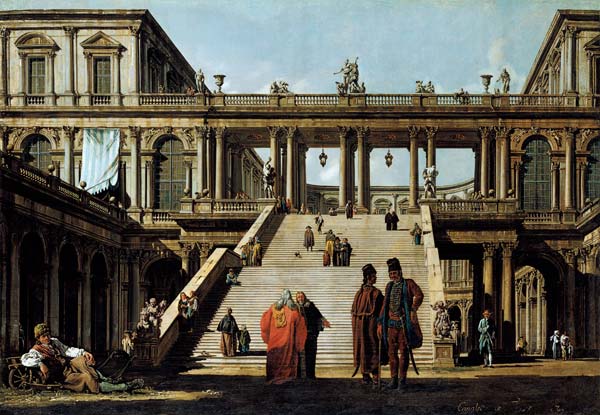 Ideal Landscape with Palace Steps van Bernardo Bellotto