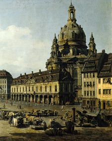 Der Neumarkt in Dresden von der Moritz - Strasse aus (Ausschnitt) van Bernardo Bellotto