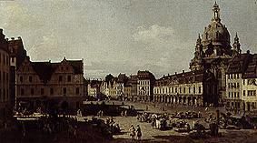 Der Neumarkt in Dresden von der Moritzttrasse aus van Bernardo Bellotto