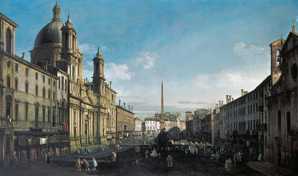 Die Piazza Navona in Rom. van Bernardo Bellotto