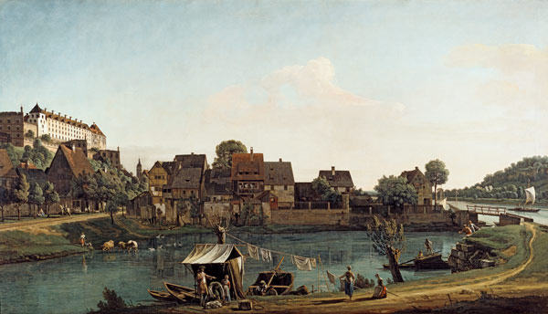 Die Schiffervorstadt in Pirna van Bernardo Bellotto