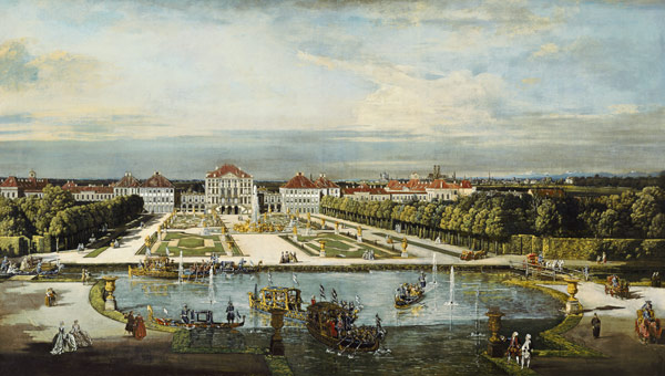 Schloß Nymphenburg von der Parkseite van Bernardo Bellotto