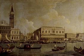 Dogenpalast und Piazzetta di San Marco vom Canale Grande aus.