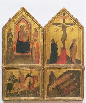 Madonna and Child with Saints, the Crucifixion and the Legend of the Three Living and the Three Dead