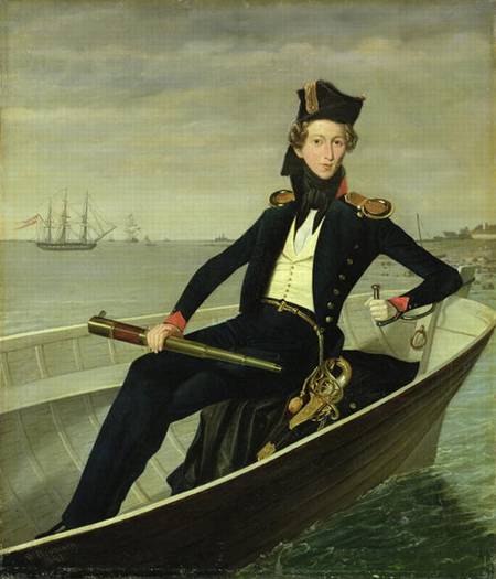 Portrait of a Young Danish Naval Officer van Bernhard Axel Bendixen
