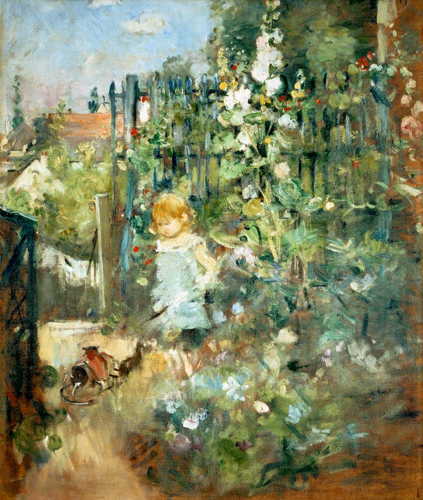 Mädchen im Garten van Berthe Morisot