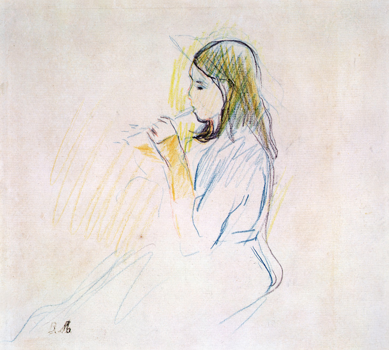 Manet's Daughter Playing the Recorder van Berthe Morisot