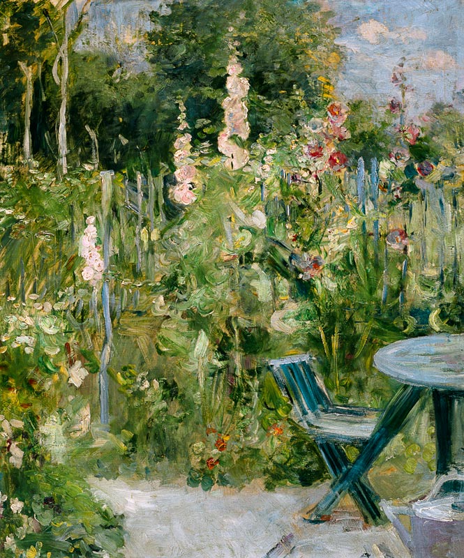 Roses Tremieres (Hollyhocks) van Berthe Morisot