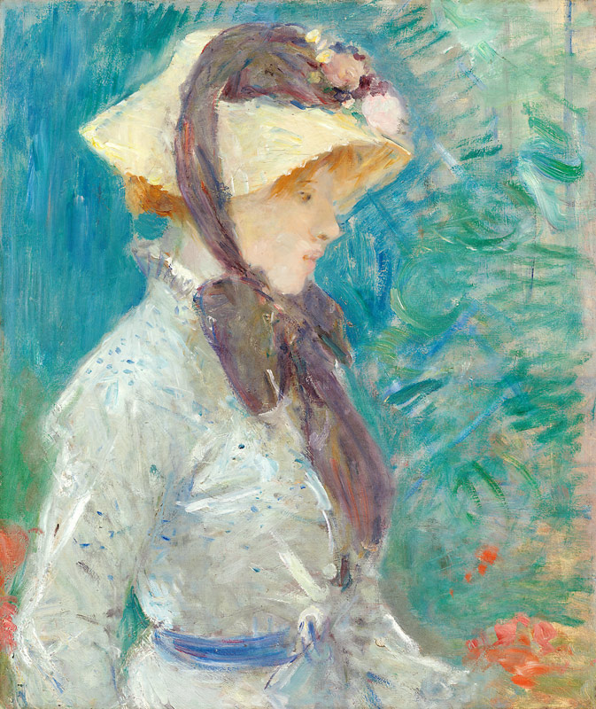Young Woman with a Straw Hat van Berthe Morisot