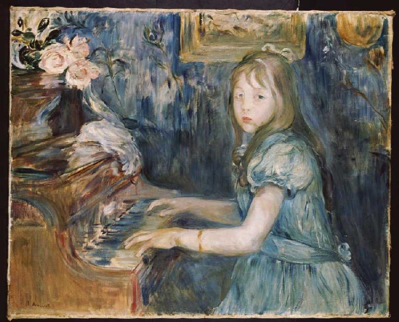 Lucie Leon Klavier spielend van Berthe Morisot