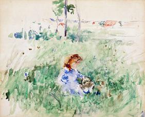 Young Girl Seated on the Lawn