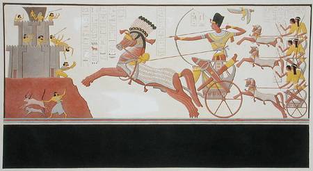 Ramesses II (1279-13 BC) at the Battle of Kadesh, facing the army of Muwattali, King of the Hittites van Bigant and Allais