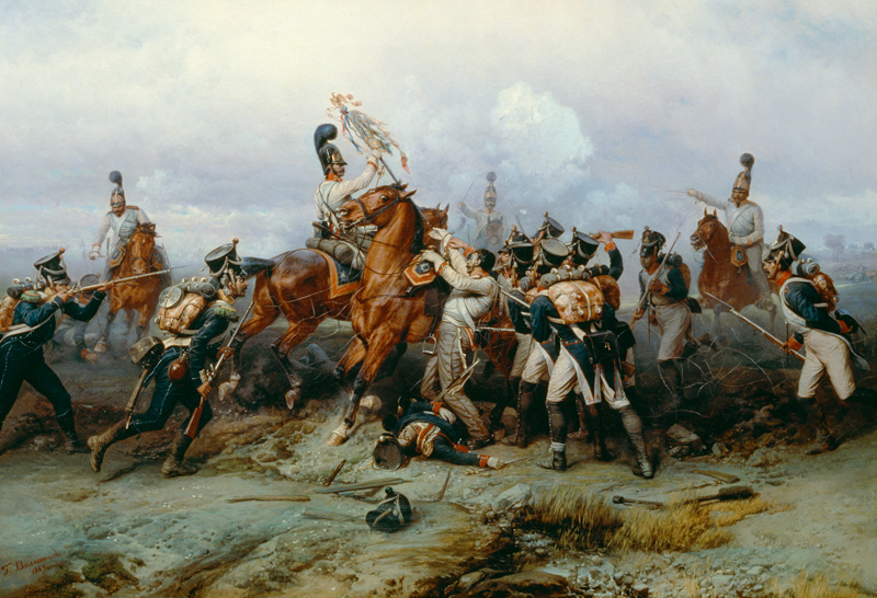 Heldentat des russischen Reiterregiments in der Schlacht bei Austerlitz van Bogdan Pawlowitsch Willewalde