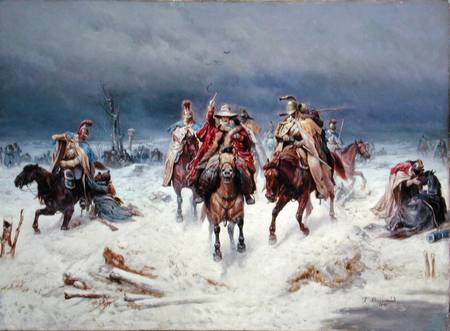 French Forces Crossing the River Berezina in November 1812 van Bogdan Willewalde