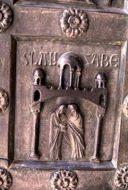 Panel depicting the Visitation on the Porta di S. Ranieri van Bonannus of Pisa