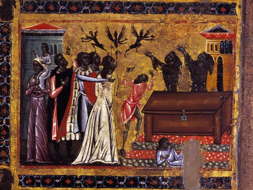 Der hl. Franziskus vertreibt die Daemonen aus Arezzo van Bonaventura Berlinghieri