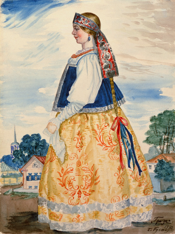 Costume design for the play The Storm by A. Ostrovsky van Boris Michailowitsch Kustodiew