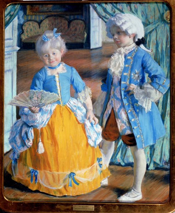Children in Rococo Dress van Boris Michailowitsch Kustodiew