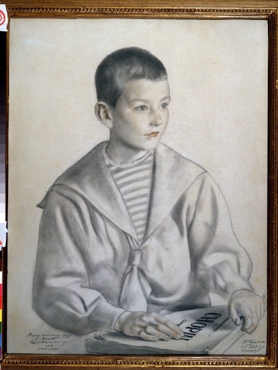Portrait of the composer Dmitry Shostakovitch (1906-1975) as child van Boris Michailowitsch Kustodiew