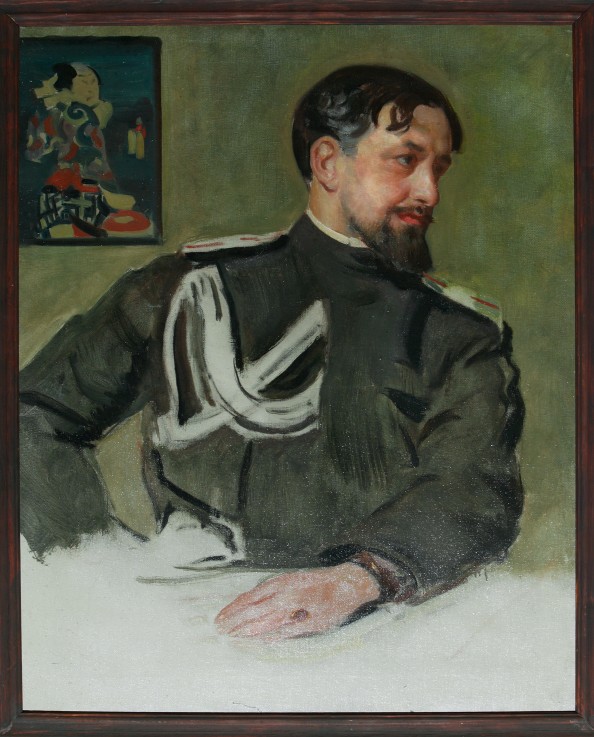 Portrait of the artist Nikolay Milioti (1874-1962) van Boris Michailowitsch Kustodiew
