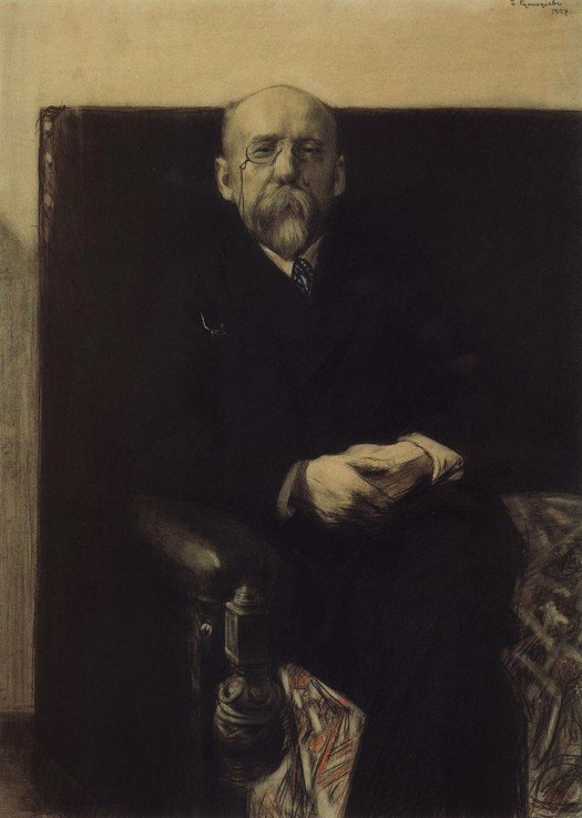 Portrait of the author Fyodor Sologub (1863-1927) van Boris Michailowitsch Kustodiew