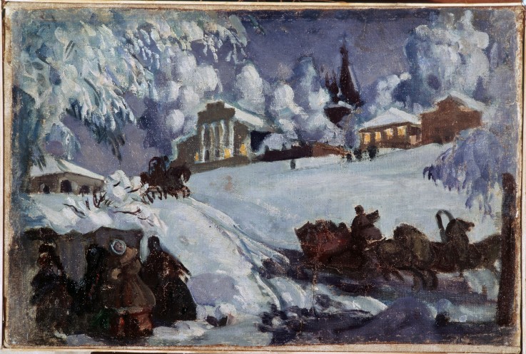 Winter. Sleigh Ride van Boris Michailowitsch Kustodiew