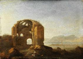 Landschaft mit den Ruinen des Tempels der Minerva Medica.