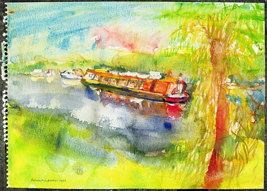 Narrow boat on the River Lea van Brenda Brin  Booker