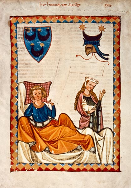 Heinrich von Morungen auf dem Ruhebett van Buchmalerei