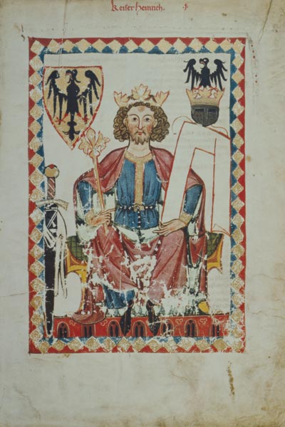 Kaiser Heinrich VI. auf dem Thron van Buchmalerei