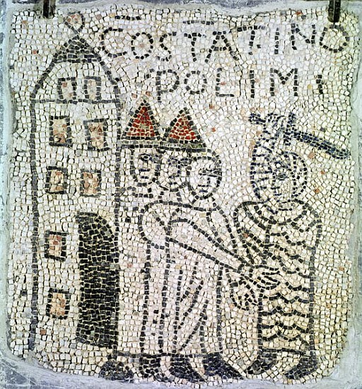 Pavement of St. John the Evangelist, detail of the Siege of Constantinople in June 1204 van Byzantine