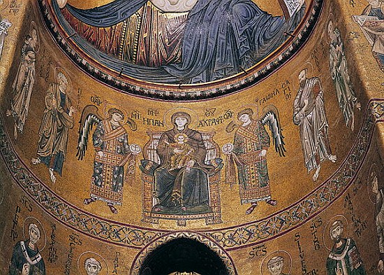 Madonna and Child Enthroned with Angels and Apostles, from the central apse van Byzantine School