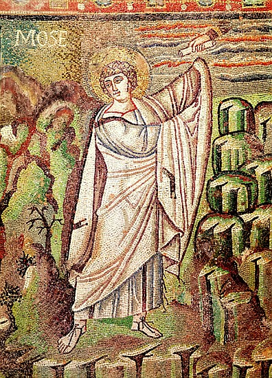 Moses on Mount Sinai, figure above the lunette depicting the Hospitality of Abraham and the Sacrific van Byzantine School
