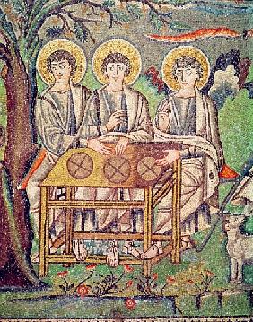 The Three Angels, detail of The Hospitality of Abraham and the Sacrifice of Isaac, 6th century (see 