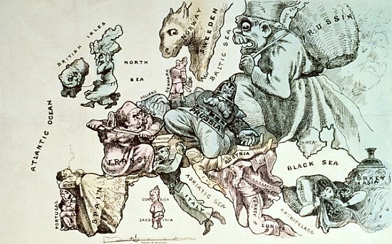 Comic map of Europe van c.1870 Frederick Rose