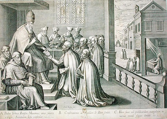 Pope Paul III (1468-1549) Receiving the Rule of the Society of Jesus van C. Malloy