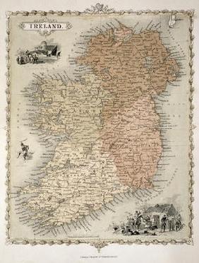 Map of Ireland, published c.1850 (hand-coloured engraving)