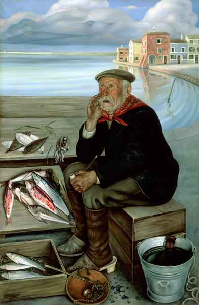 Venditore di pesce van Cagnaccio di San Pietro