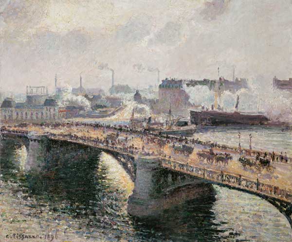 Die BoÏeldieu-Brücke in Rouen van Camille Pissarro