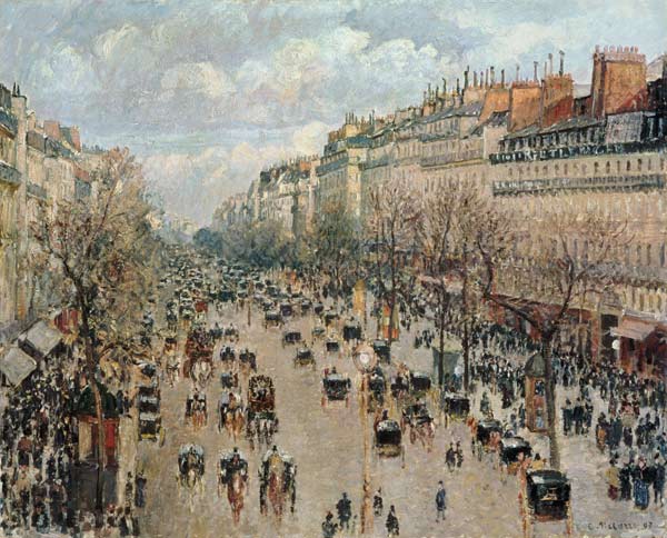 Boulevard Montmartre in Parijs. van Camille Pissarro
