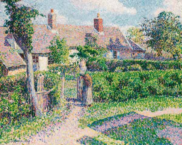 Peasants' houses, Eragny van Camille Pissarro
