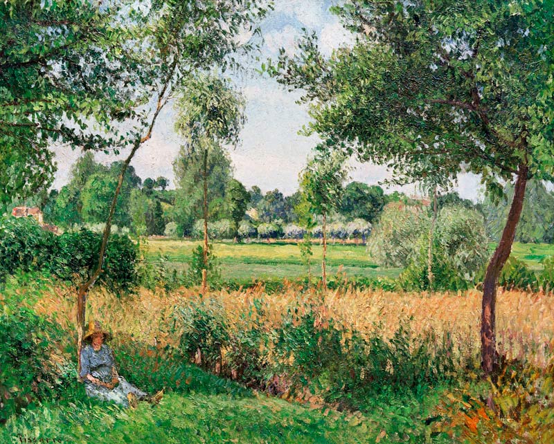Ochtend, zonlicht, Eragny  - Camille Pissarro van Camille Pissarro