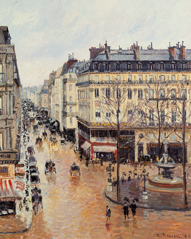 Rue Saint-Honoré am Nachmittag bei Regen van Camille Pissarro