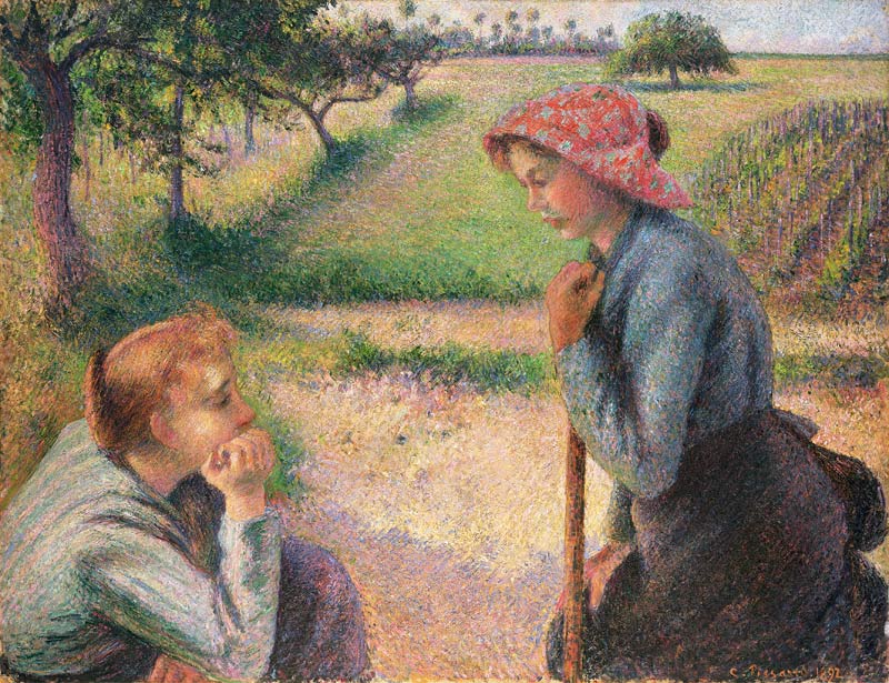 Zwei junge Bäuerinnen van Camille Pissarro