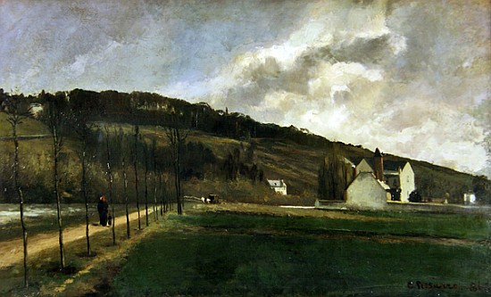 Banks of the river Marne in winter van Camille Pissarro