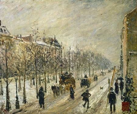The Boulevards under Snow van Camille Pissarro