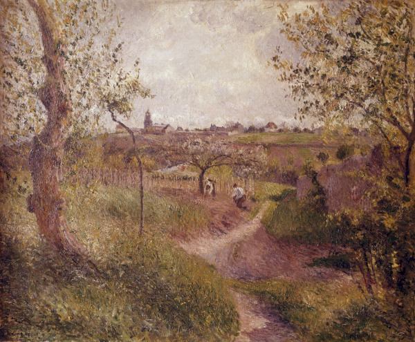 C. Pissarro / Chemin montant a travers.. van Camille Pissarro