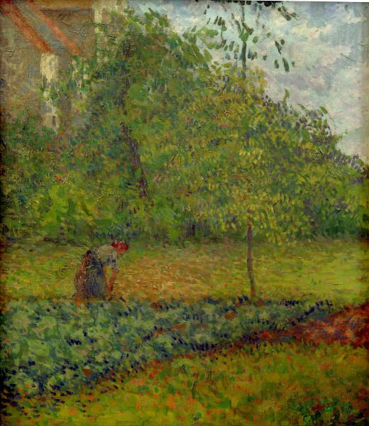 C.Pissarro, Gemüsegarten mit Bäuerin... van Camille Pissarro