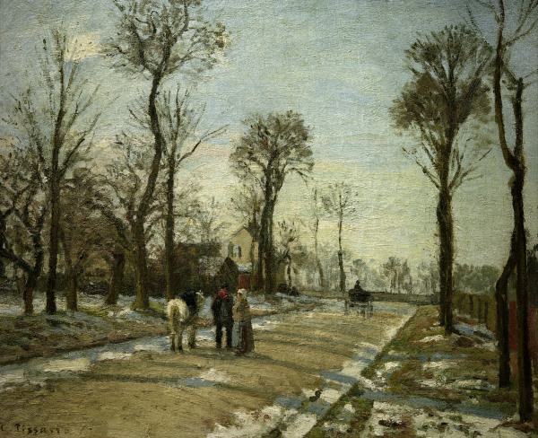 C.Pissarro, Louveciennes Wintersonne van Camille Pissarro