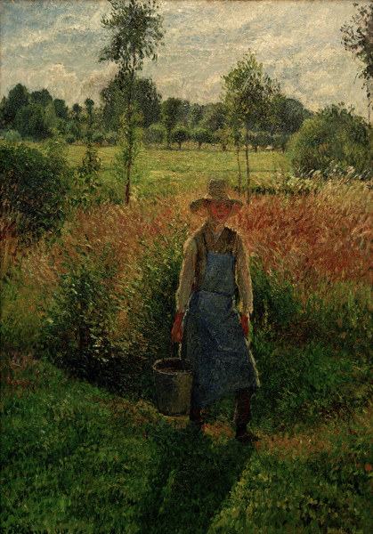 C.Pissarro, The gardener, afternoon sun van Camille Pissarro